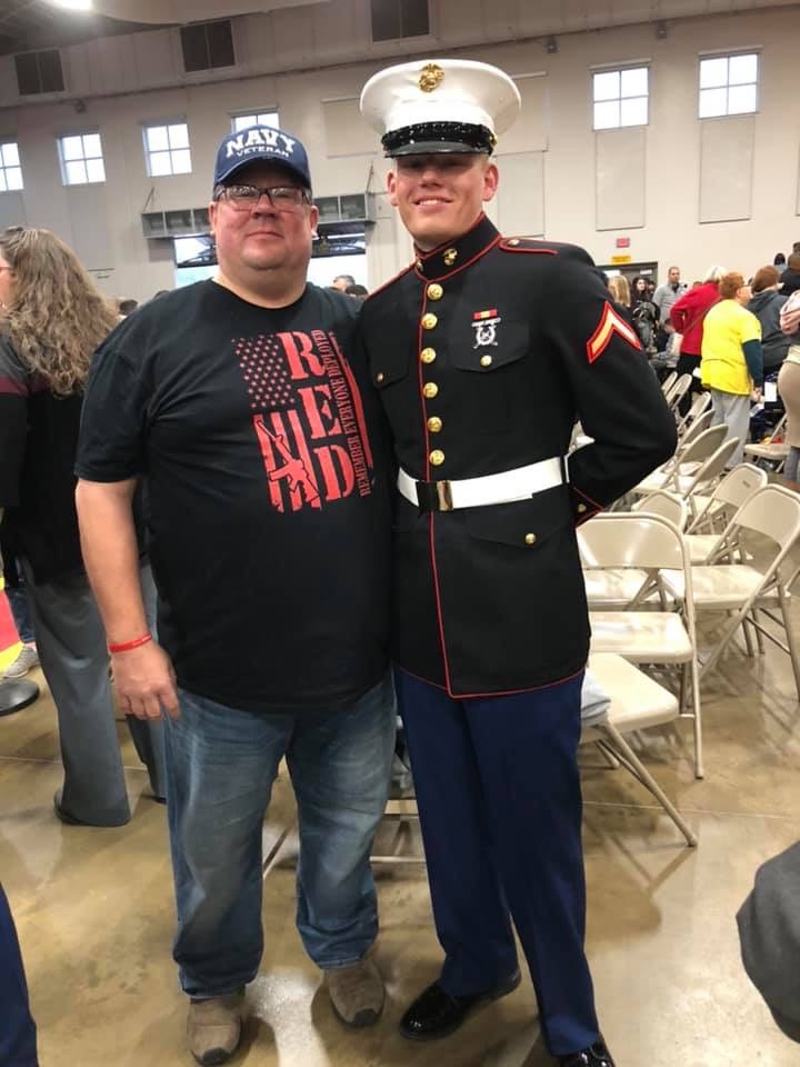 Stephen Jr and Steve Sobzcak at marine graduation